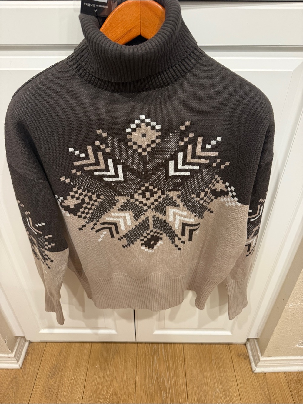 Alp N Rock Charcoal & Beige Fair Isle Turtleneck Sweater